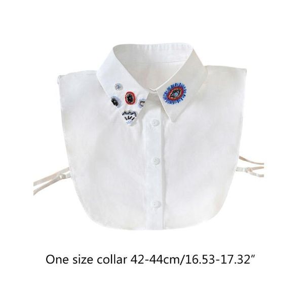 

retro women cotton detachable half-shirt handmade bead eye patterned fake collar y5gc ret jllrha, Blue;red