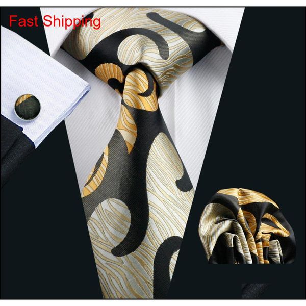 

abstract yellow mens tie pocket square cufflinks set 8.5cm width meeting business casual party necktie qyleec dh_seller2010, Black;blue