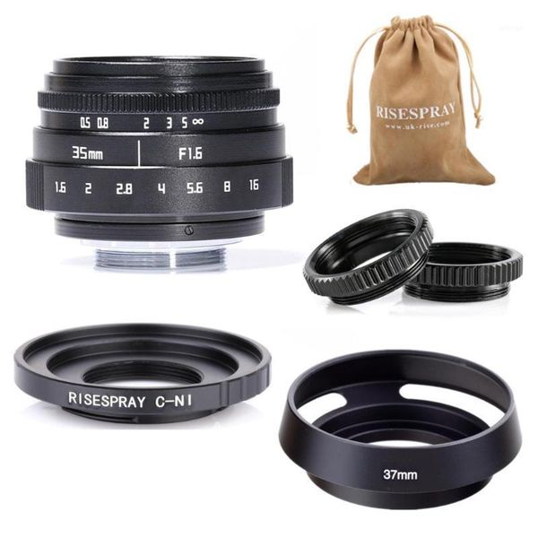 

mini 35mm f/1.6 aps-c cctv lens+adapter ring+ macro ring+lens hood for nikon1 canon ef-m eosm fujifilm x mount mirroless camera1
