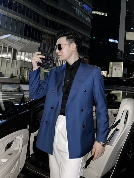 

daio ethan korean design autumn winter solid color blazer slim double row suit coat