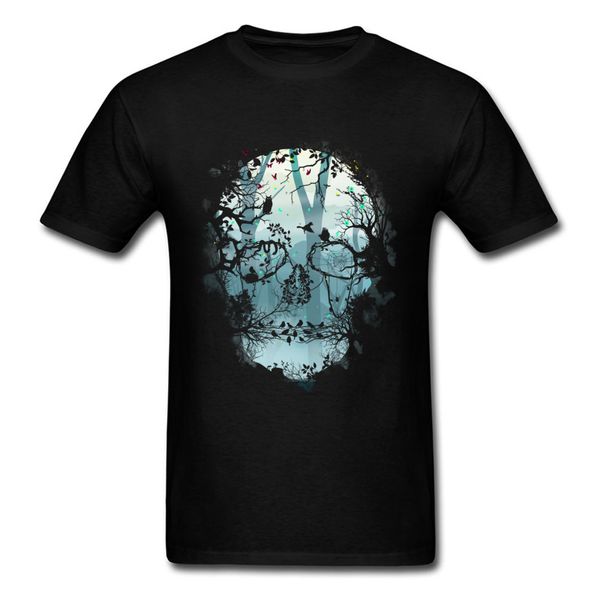 

quality crewneck dark forest skull summer/autumn short sleeve mens 100% cotton design hoodie designers t shirts sweatshirt