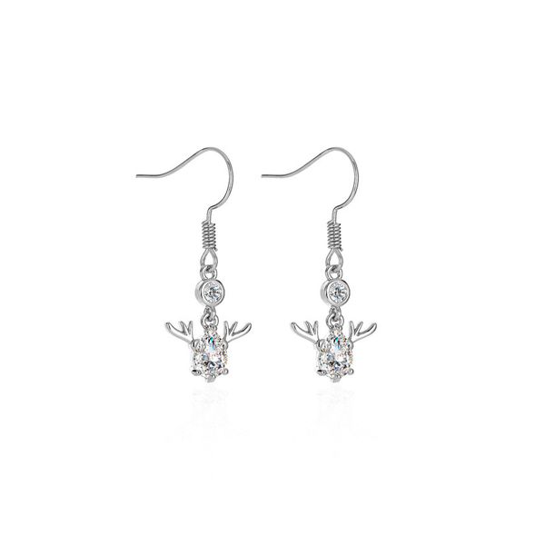 

15pairs/lot european fashion deer design ear hook with rhinestone water drop ear drop for christmas day gift women rose gold earrings, Golden
