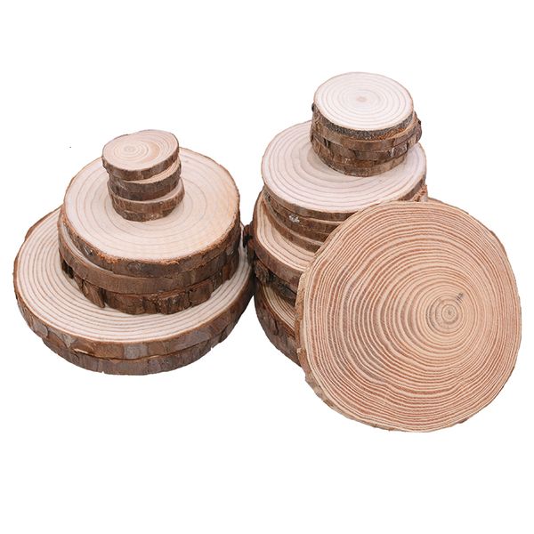 

3-12cm unfinished natural round slices circles with tree bark log discs diy wood crafts wedding party painting decorations