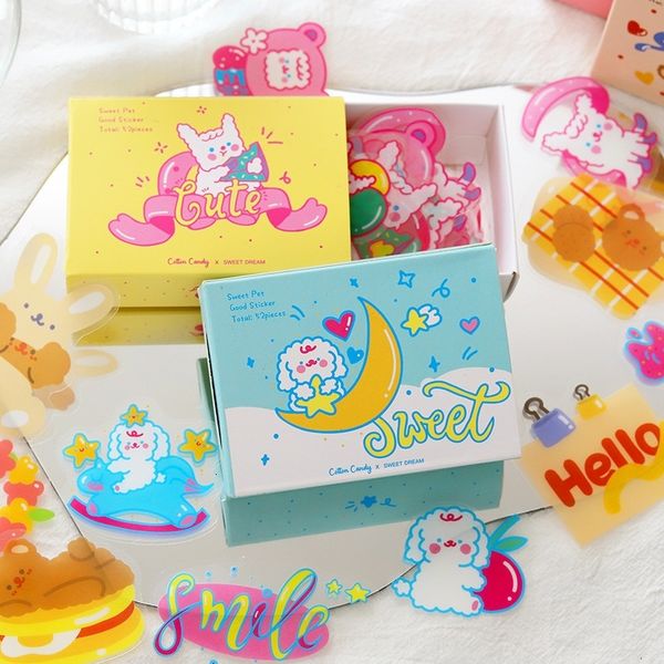 

2020 stationery 52 unids / candy box animal cotton with decorative sticks labels diary paper books dog stickers