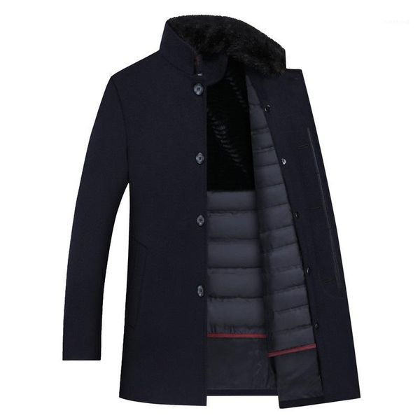 

2020 winter wool trench coat men,men's 90% white duck down wool jackets ,thicked coat men,plus-size -4xl1, Tan;black