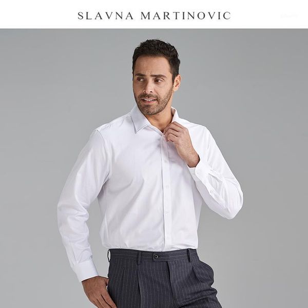 

slavna martinovic spring / summer cotton shirt men's long-sleeved business striped shirt1, White;black