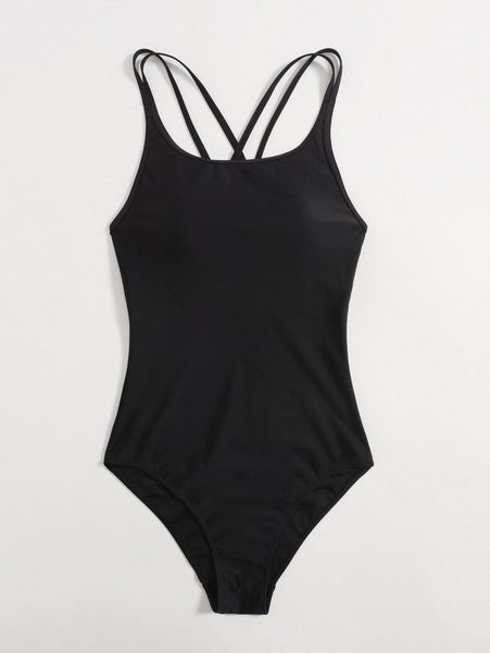 

crisscross back one piece swimsuit d9w0#, White;black