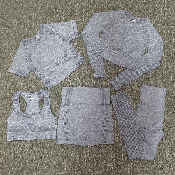 

yoga outfits 5pcs/set seamless set sportswear sport women tracksuit workout clothes gym clothing sports bra shorts cop leggings1, White;red
