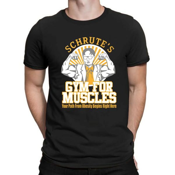 

dwight schrute's gym for muscles office tv series men's black t-shirt sport hooded sweatshirt hoodie