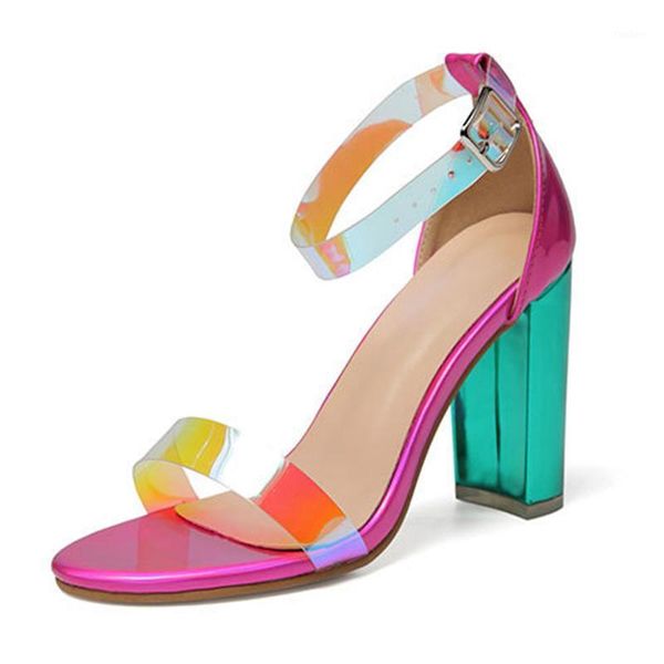 

women high heel sandals ladies party wedding shoes large size sandals square colorful crystal design fashion casual shoes1, Black