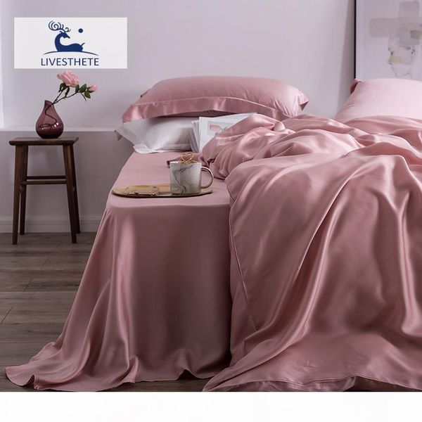 

liv-esthete 100% natural silk 25 momme duvet cover flat sheet bed linen set home decor luxury bedding set double  king t200415