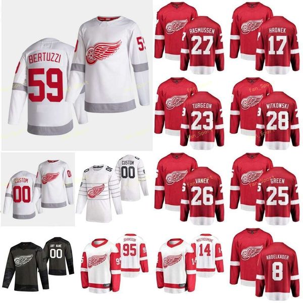 

detroit red wings 2021 reverse retro jersey gagner sam glendening luke greiss thomas helm darren hronek filip custom stitched, Black;red