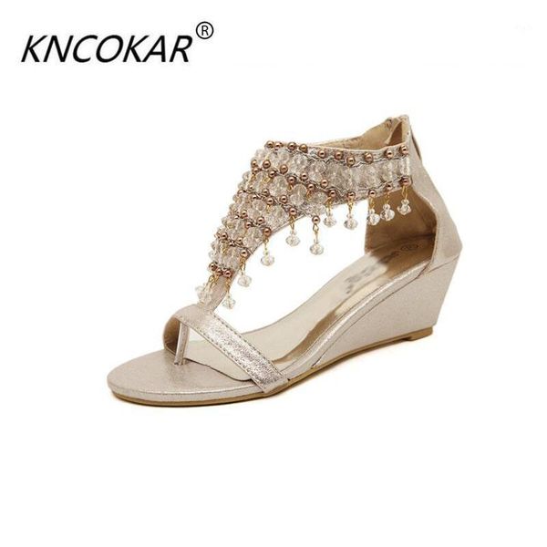 

dress shoes kncokar 2021 with roman sandals women wedges for women's clip toe beaded pearl bohemia cool slippers1, Black