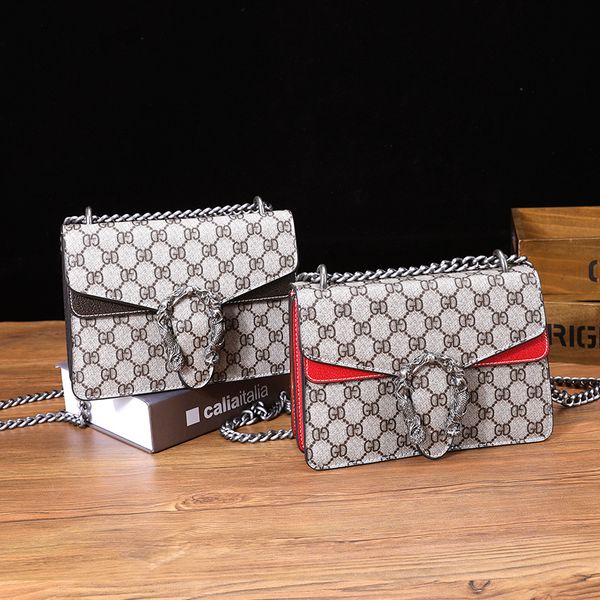

bag 2020 new womens bag limited western style chain bag genuine leather shoulder diagonal crossbody versatile snake head wine god