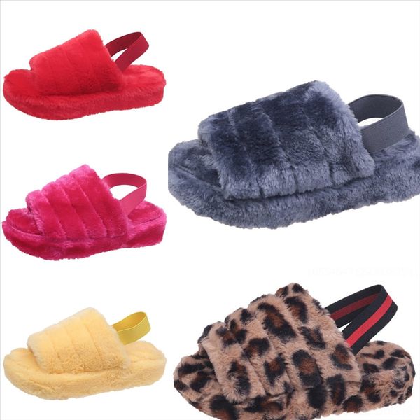 

z0j new slippers open toe soft plush ear plush new slippers women winter slippers toe flat casual shoes female indoor leopard print, Black