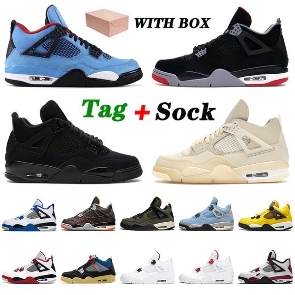 

selling bred sail black cat 4 4s basketball shoes off mens women university blue cactus jack jumpman white cement retro trainers 36-47, White;red