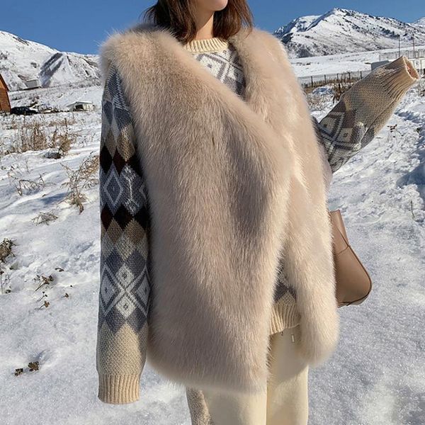

korean fashion winter faux fur coat women long womens vest sleeveless jacket woman fall waistcoat gilet femme wpy2191, Black;white