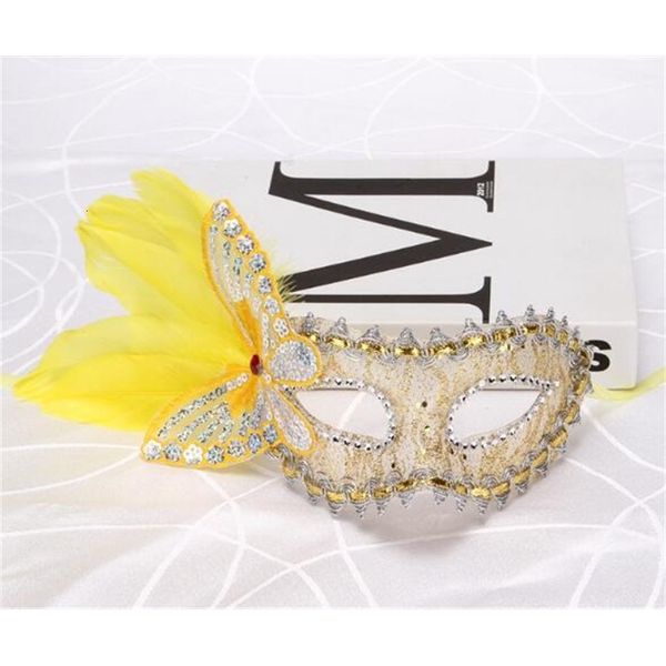 

new lace side with half halloween face feather mask wl473