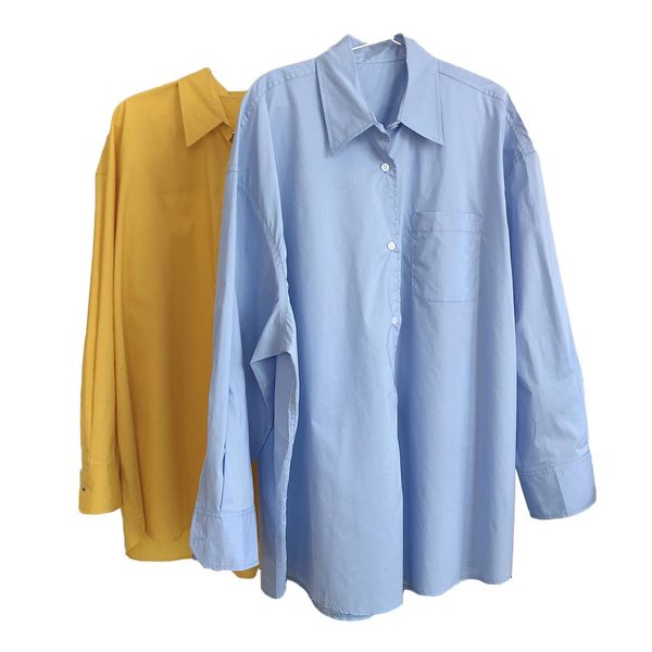 

2021 new women spring boyfriend style oversized womens and blouses cotton long shirt blusas roupa feminina zsdk, White