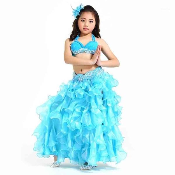 

dancing girl children show clothing suit india belly dance suit bellydance costume performance clothes blue gypsy skirt danse1, Black;red