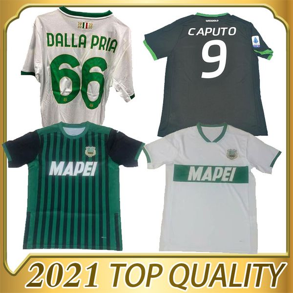 

new 2020 2021 sassuolo soccer jerseys 9 caputo 25 berardi locatelli marlon custom home away black white sassuolo calcio srl football shirt, Black;yellow