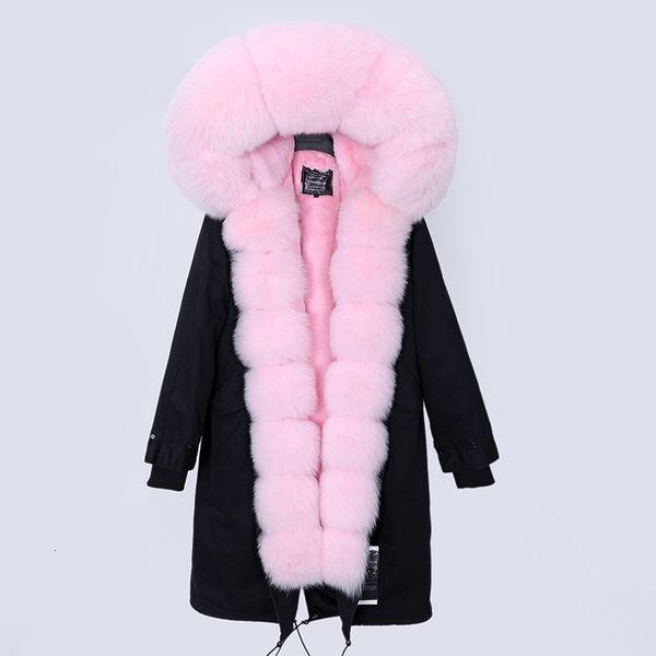 

new womens winter 2021 fox fur coat long parka thick warm soft comfortable real leather upscale ladies clothes tdi9, Black