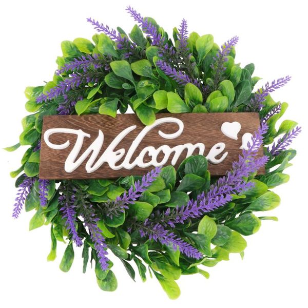 

1pc emulation lavender garland home door wreath wall hanging decor green purple