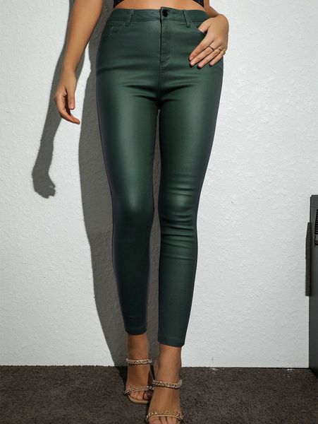 

apperloth a high waist pu leather skinny pants n8c2#, Black;white