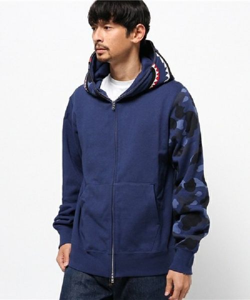 

casual fashion sweater bathing ape fish head camouflage ape complete zipper jacket windbreaker hoodie hip hop men's designer winter jac, Black