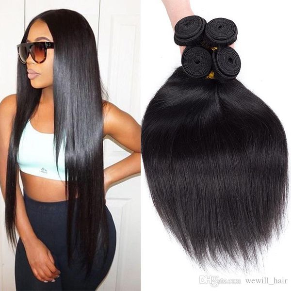 

daily deals peruvian malaysian indian brazilian straight virgin human hair weave bundles remy wholesale hair extensions just for you, Black