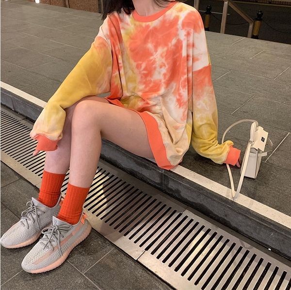 

lcsjb new south korean 2020 dye long sleeve printed t-shirt autumn tie new south t-shirt korean tie dye long sleeve printed in in autumn 202, White