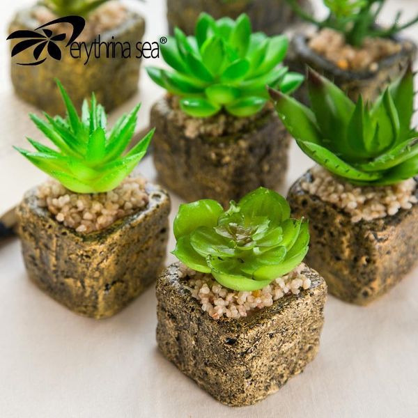 

decorative flowers & wreaths 1pc green series miniature artificial succulents plant fake lotus cactus bonsai pot diy garden home floral deco