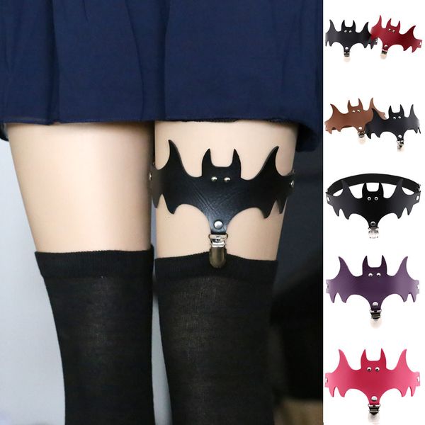 

halloween bat suspender garter belt leg harness for women gothic punk harajuku wedding gift party bridal accessories, Black;white