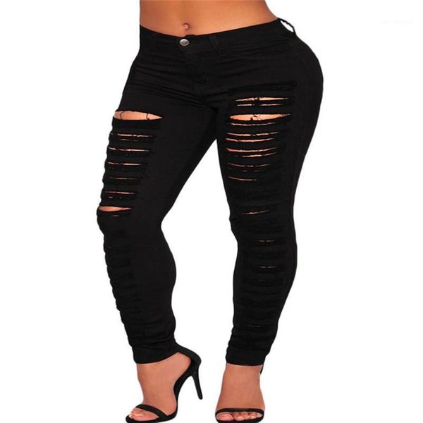 

2020 denim destroyed high-waist skinny jeans lc786461, Blue