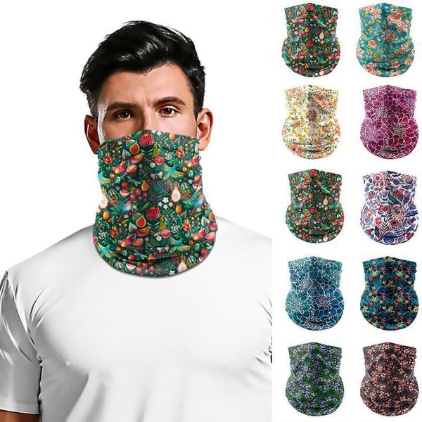 

cycling caps & masks funny floral printing multi-functional sports scarf ice silk mask outdoor bandanas windproof headband headwear facemask, Black