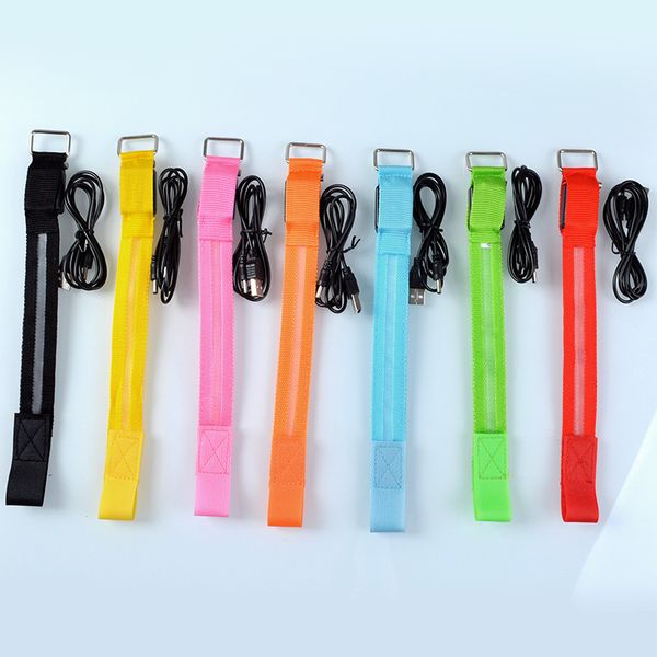 

2021 new sports led luminous bracelet usb luminous arm band charging bracelet arm band 8 color optional