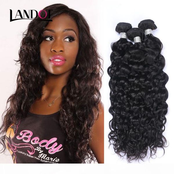 

brazilian peruvian indian malaysian mongolian water wave virgin human hair weave bundles brazilian wet and wavy curly remy hair extensions, Black