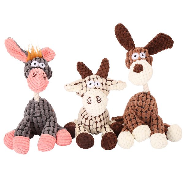 

pet plush donkey toy durable tough chew toy dog durable dog stuffed squeaky toy for kid gift