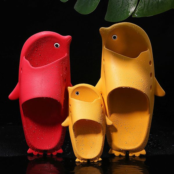 

cute penguin slippers women summer fashion animal indoor outdoor house shoes beach non slip bathroom slipper men ladies slide y200706, Black