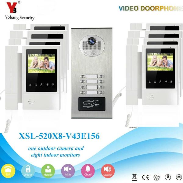 

video door phones wired home 4.3inch color monitors apartment phone rfid audio visual intercom system