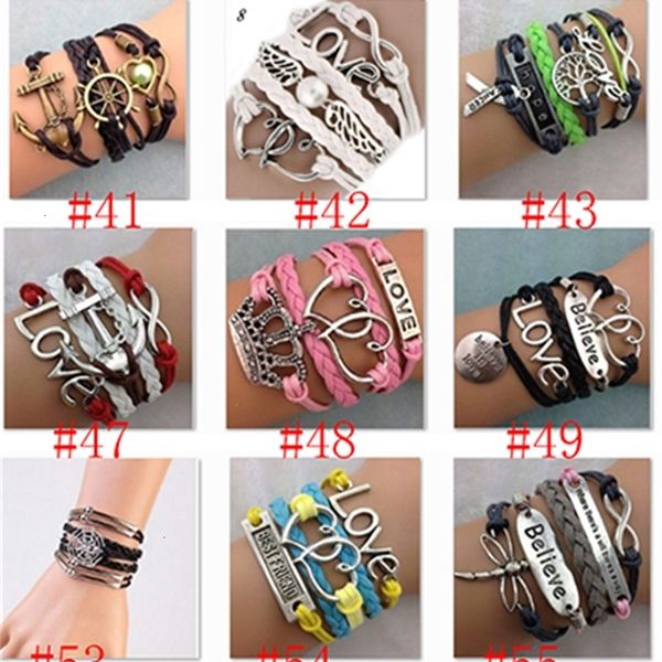 

style 78 bracelets wholesale mix fashion lots jewelry leather infinity charm bracelet vintage accessories lovern8h0
