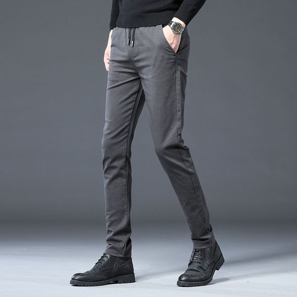 

gfwsn autumn and winter korean men's men's solid elastic non iron casual color casual pants youth fashion versatile straight pants, Blue