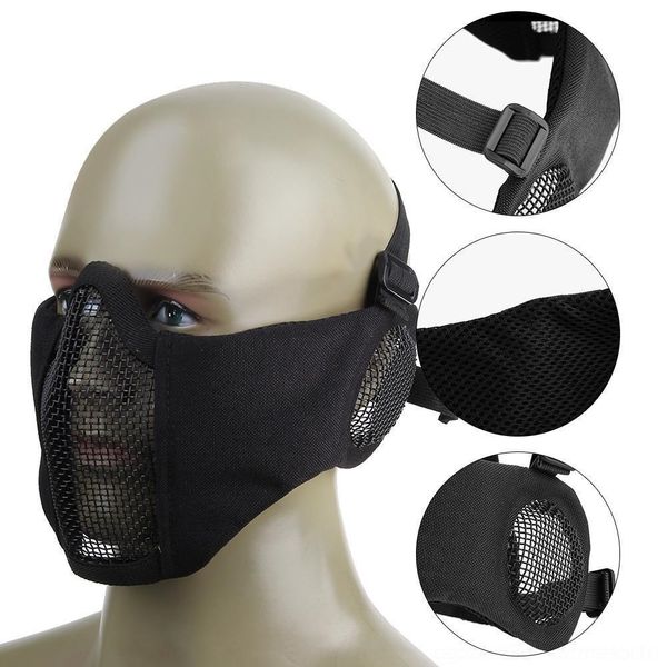 

jvf2o new tactical t1q65 wire mask face ear protection half outdoor real cs protectionsteel wire protection protective integrated mask face