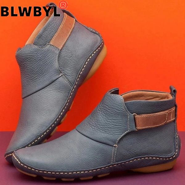 

2020 women retro flat ankle boots female soft bottom non slip hook shoes ladies solid women's boots hook & loop woman footwear, Black