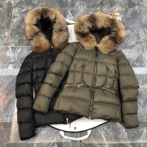 

women winter high waist jacket and coat casual sleeve down coat female loose warm hooded parkas fashion ski jackets fox fur collar, Black