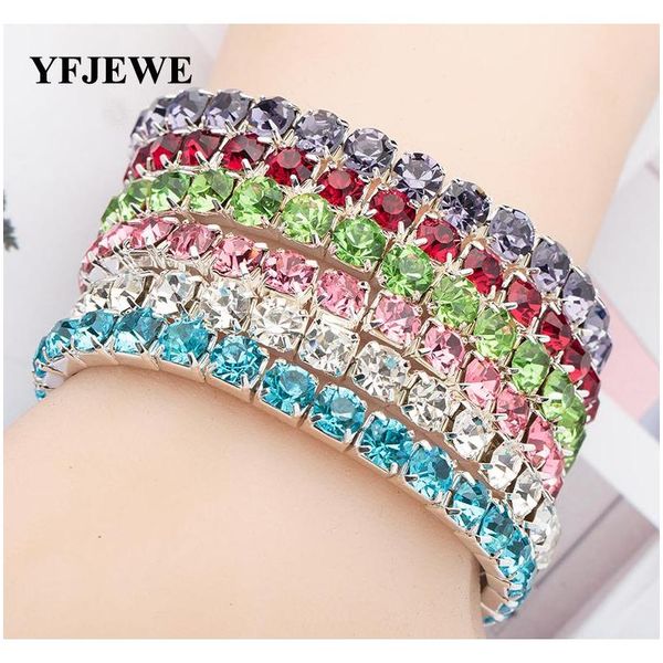 

6pcs/lot full paved muticolor rhinestones bracelet for women silver miami pulseiras boho jewelry friendship bangle b037 wikee, Black