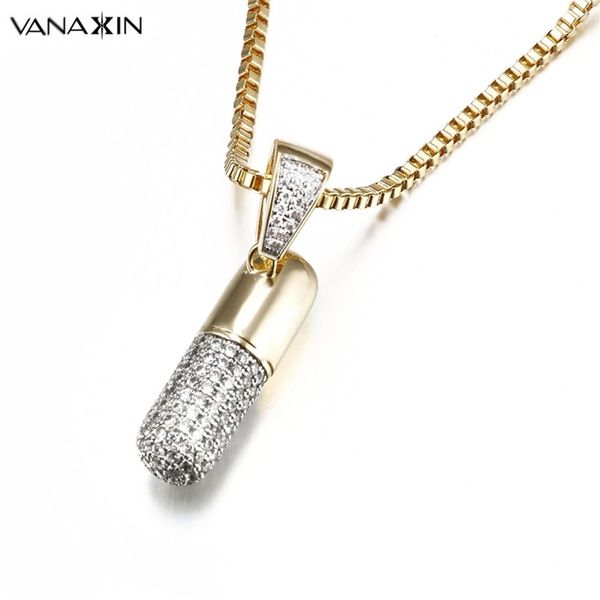 

keepsake crystal capsule pendant necklace for men/ women gold color jewelry hip hop necklace 201013, Silver