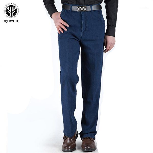 

ruelk new spring blue casual men's jeans high waist straight loose mens cotton soft trousers men's business pants size 30-401
