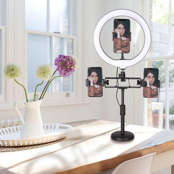 

flash heads 10 inch ring light with stand led camera selfie for phone tripod and holder video pography1