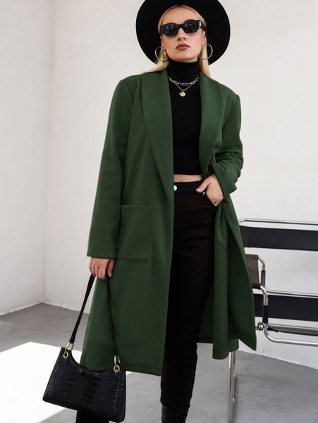 

plus dual pocket open front overcoat s4ji#, Black